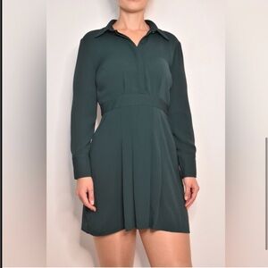 Topshop pleated mini shirt dress in Emerald Green. Size M
